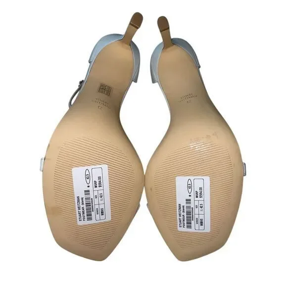 Stuart Weitzman NWOB Amelina 4 inch Leather Heels SandalsWhite Leather Size 12